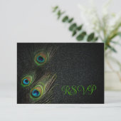 Invitation Mariage Emerald Green Black Gold Peacock (Debout devant)