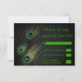 Invitation Mariage Emerald Green Black Gold Peacock (Dos)