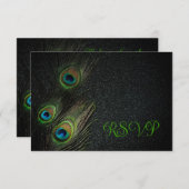 Invitation Mariage Emerald Green Black Gold Peacock (Devant / Derrière)