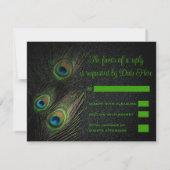 Invitation Mariage Emerald Green Black Gold Peacock (Dos)