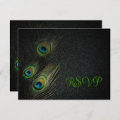 Invitation Mariage Emerald Green Black Gold Peacock (Devant / Derrière)