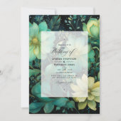 Invitation Mariage Emerald Green, Gold et Black Floral (Devant)