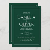 Invitation Mariage Emerald Green MONOCHROME (Devant / Derrière)