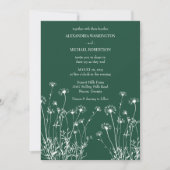 Invitation Mariage Emerald Green & White Fleur sauvage (Devant)