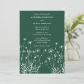 Invitation Mariage Emerald Green & White Fleur sauvage (Debout devant)