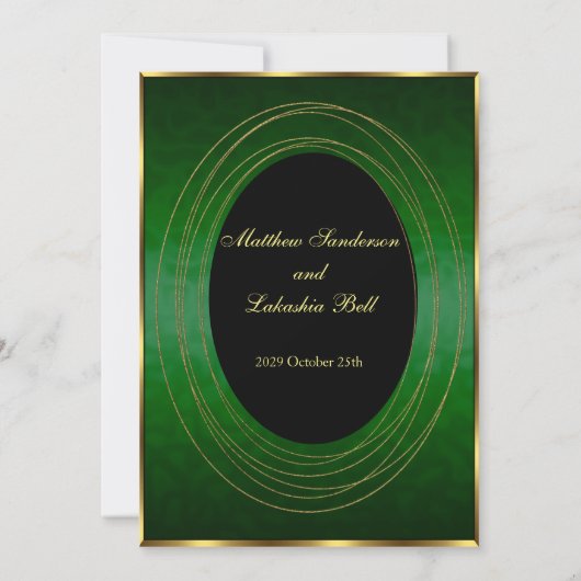 Invitation Mariage Emerald Or vert noir Elégant moderne (Dos)