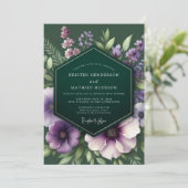 Invitation Mariage Émeraude Abricot Foncé Flore (Debout devant)