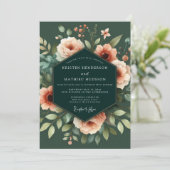 Invitation Mariage Emeraude et Pêche Chiaroscuro (Debout devant)