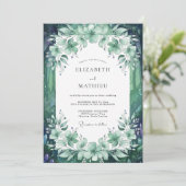 Invitation Mariage Émeraude Eucalyptus (Debout devant)