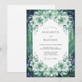 Invitation Mariage Émeraude Eucalyptus (Devant / Derrière)