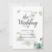 Invitation Mariage émeraude Feuille chic Eucalyptus (Devant)