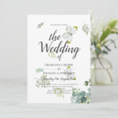 Invitation Mariage émeraude Feuille chic Eucalyptus (Debout devant)