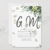 Invitation Mariage émeraude Feuille chic Eucalyptus (Devant)