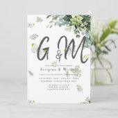 Invitation Mariage émeraude Feuille chic Eucalyptus (Debout devant)