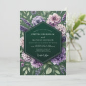 Invitation Mariage Émeraude Lavande Maussade (Debout devant)