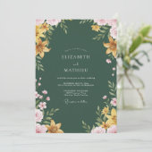 Invitation Mariage Émeraude Lily Dorée (Debout devant)