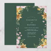 Invitation Mariage Émeraude Lily Dorée (Devant / Derrière)