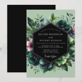 Invitation Mariage Emeraude Moody Bloom (Devant / Derrière)