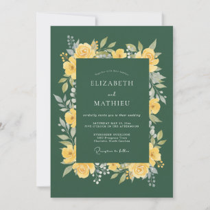Invitation Mariage Émeraude Rose Moutarde