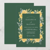 Invitation Mariage Émeraude Rose Moutarde (Devant / Derrière)