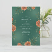 Invitation Mariage Émeraude Rouille Feuillage Eucalyptus (Debout devant)