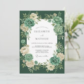 Invitation Mariage Émeraude Succulent Eucalyptus (Debout devant)
