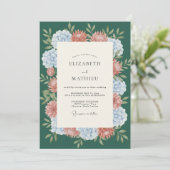 Invitation Mariage Émeraude Terre Cuite Hydrangea Eucalyptus (Debout devant)