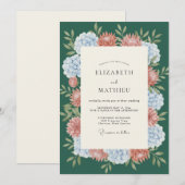 Invitation Mariage Émeraude Terre Cuite Hydrangea Eucalyptus (Devant / Derrière)