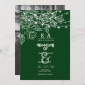 Invitation mariage émeraude unique classe (Devant / Derrière)