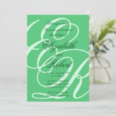 Invitation Mariage émeraude vert (Debout devant)