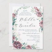 Invitation Mariage émeraude vert Rose Dusty (Devant)