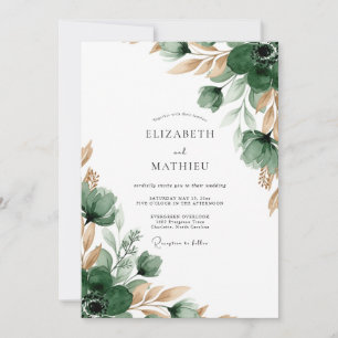 Invitation Mariage Émeraude Verte Flourissante