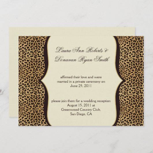 Invitation Mariage Empreinte de léopard et manuscrit (Devant / Derrière)