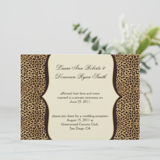 Invitation Mariage Empreinte de léopard et manuscrit (Debout devant)