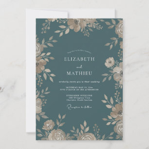 Invitation Mariage en acier doré feuillage Eucalyptus doux