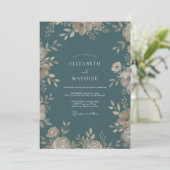 Invitation Mariage en acier doré feuillage Eucalyptus doux (Debout devant)