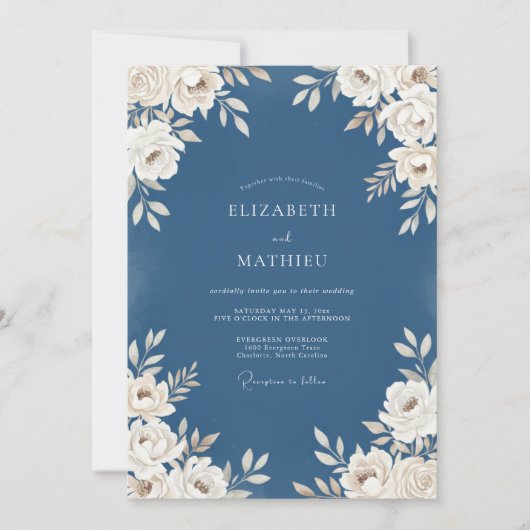 Invitation Mariage en Acier et Pétale d'Ivoire (Devant)