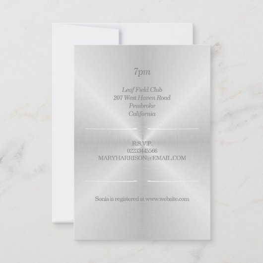 Invitation Mariage en acier inoxydable brossé (Dos)