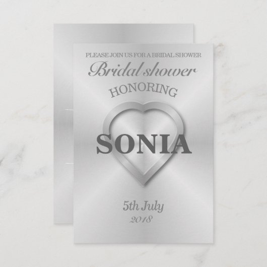 Invitation Mariage en acier inoxydable brossé (Devant / Derrière)