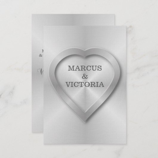 Invitation Mariage en acier inoxydable brossé (Devant / Derrière)