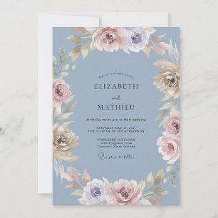 Invitation Mariage en Acier Lilas Mauve Pétales