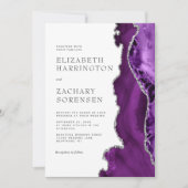 Invitation Mariage en Agate Argent Violet (Devant)