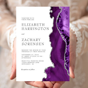 Invitation Mariage en Agate Argent Violet