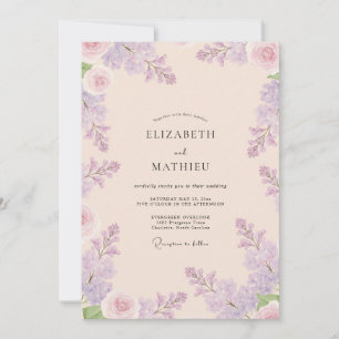 Invitation Mariage en Améthyste Wisteria Rose Pâle