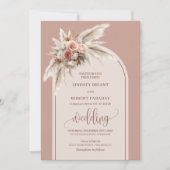 Invitation Mariage en arc de Pampas rose lunatique invite (Devant)