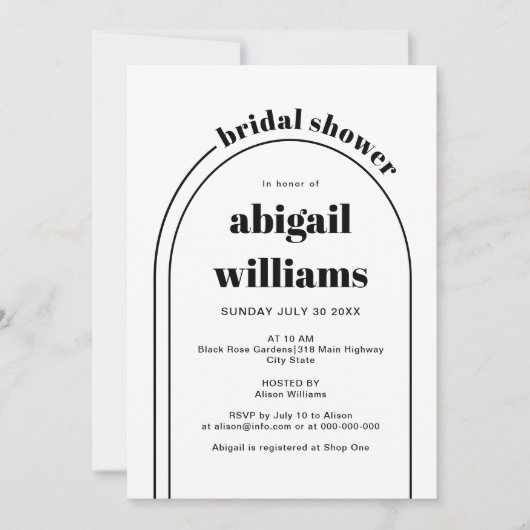 Invitation Mariage en arc noir et blanc (Devant)