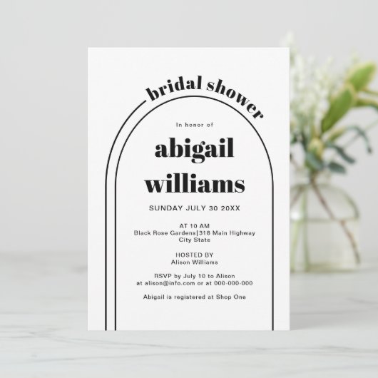 Invitation Mariage en arc noir et blanc (Debout devant)