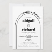 Invitation Mariage en arc noir et blanc douche couple (Devant)
