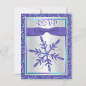 Invitation Mariage en argent avec ruban imprimé violet Aqua R (Devant)