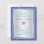 Invitation Mariage en argent avec ruban imprimé violet Aqua R (Dos)